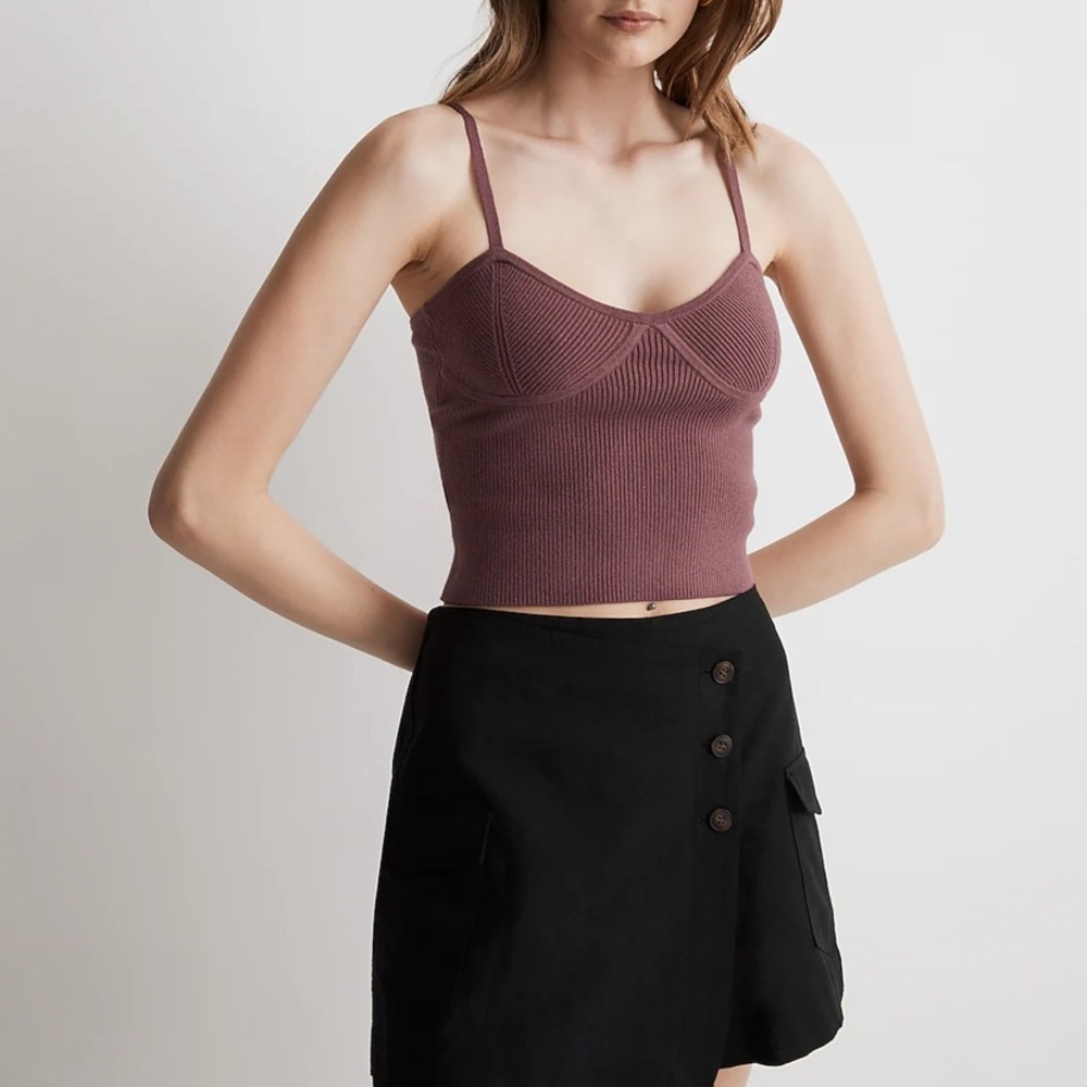 Madewell Corset-Detail Crop Sweater Tank